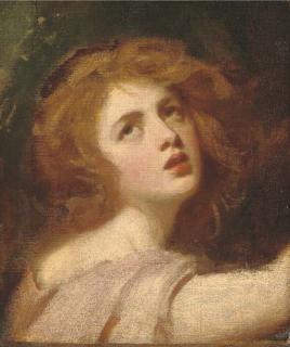 George Romney - Portrait of Emma Hamilton As Miranda, Head And Shoulders