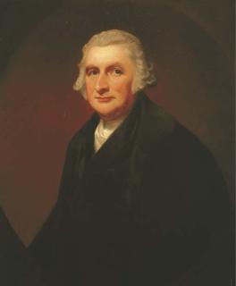 George Romney - Portrait of James Farrer, Esq., half-length, in a black jacket, in a painted oval