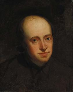 George Romney - Portrait of John Flaxman, R.A. (1755-1826), bust-length, in a brown shirt