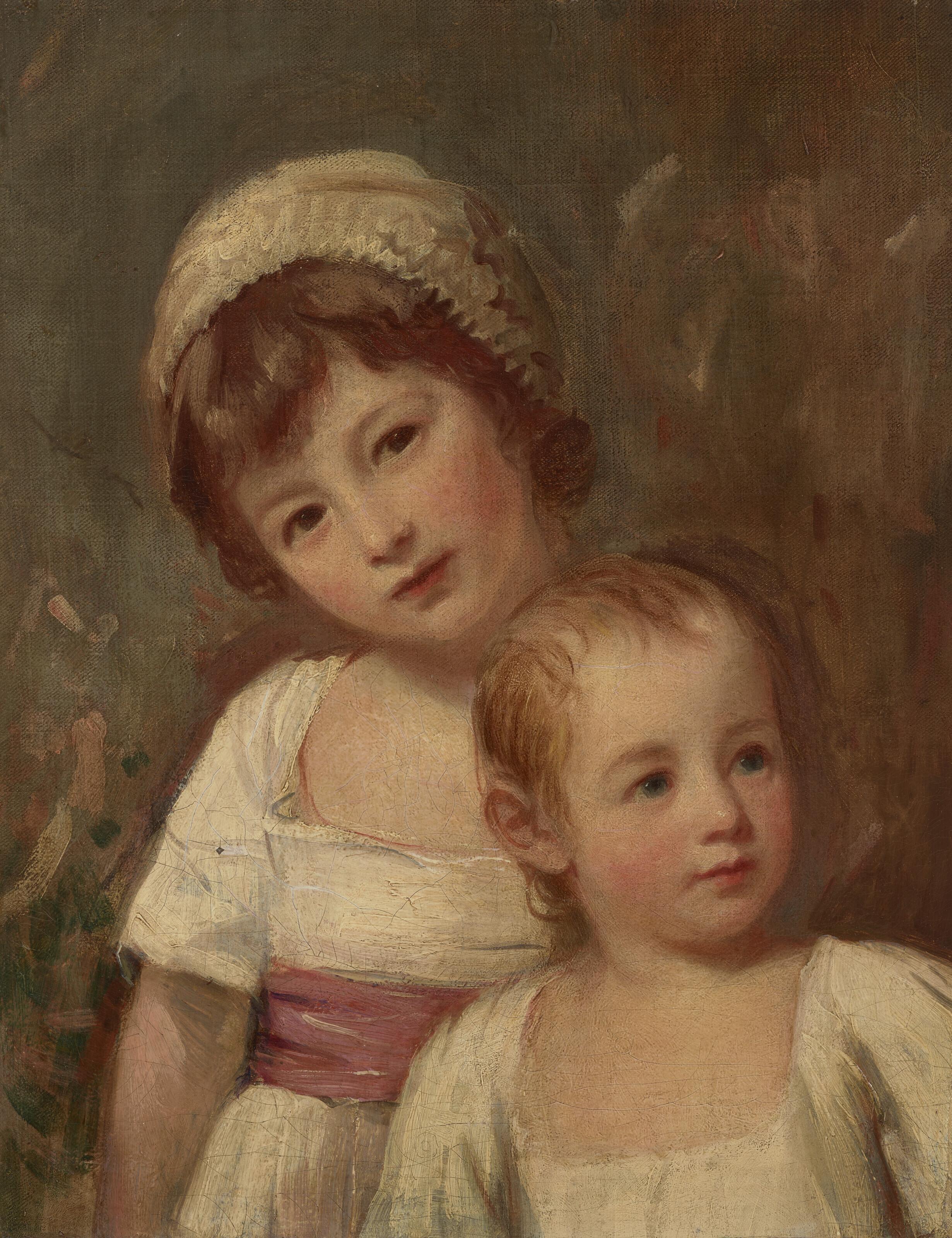 George Romney - Portrait of two children, half-length