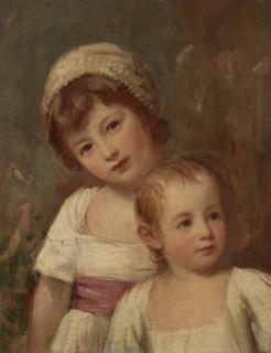 George Romney - Portrait of two children, half-length