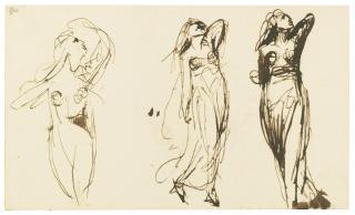 George Romney - Recto: Study Of A Standing Woman Verso: A Man And Three Children In A Landscape