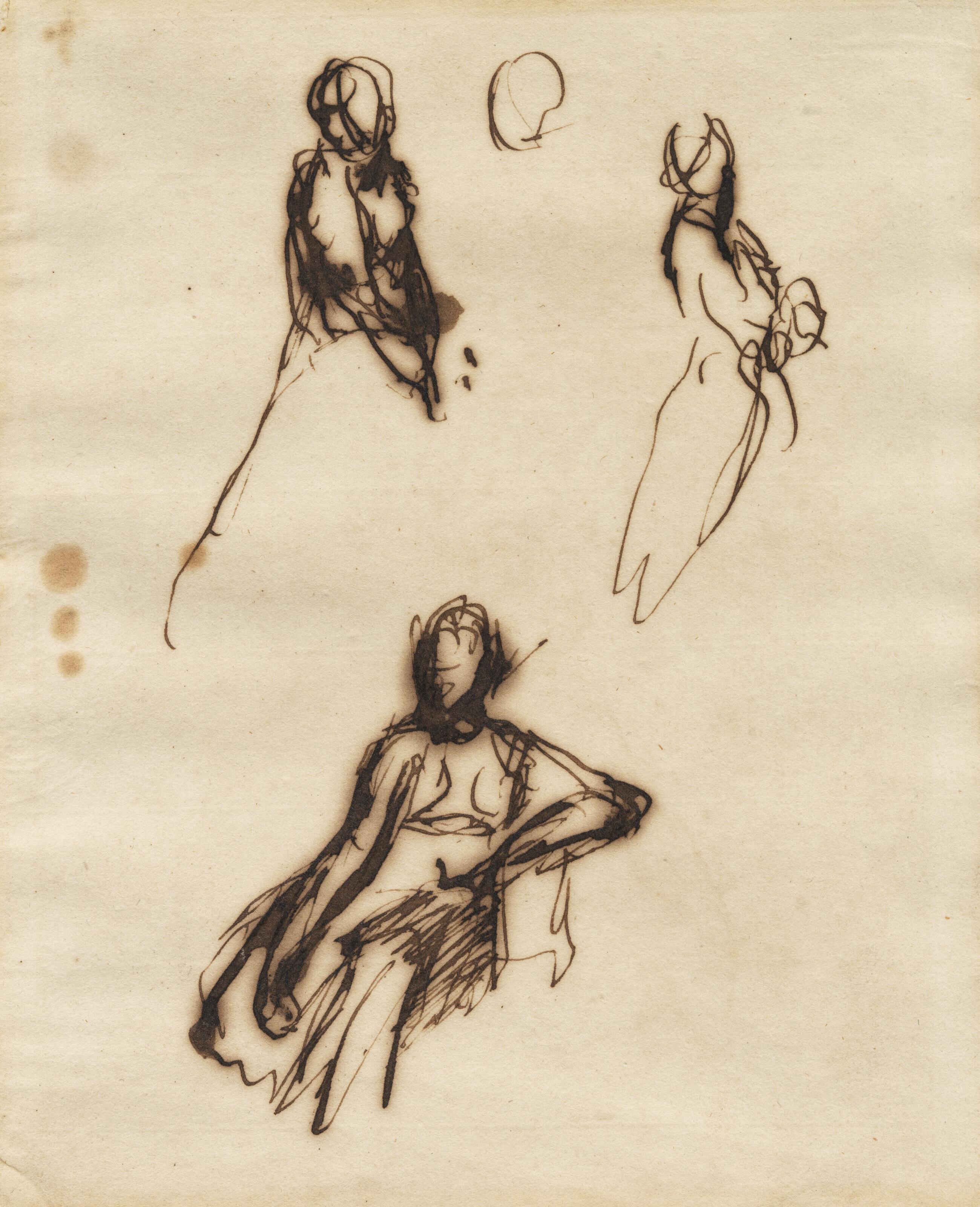 George Romney - Study for a portrait of the Duchess of Gordon; Study for a portrait of the Countess of Carlisle; Study of an unidentified figure group