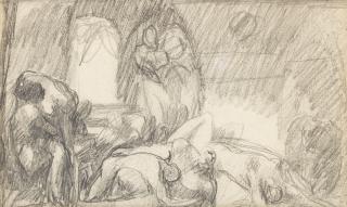 George Romney - Study for John Howard visiting the Lazaretto