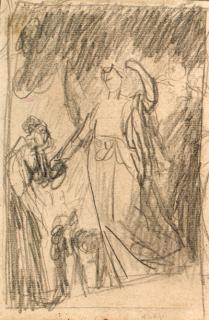 George Romney - Study of a figure kneeling before and angel