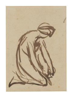 George Romney - Study of a kneeling woman