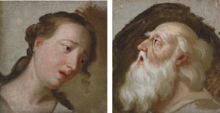 George Romney - Two Studies Of Heads: Head Of Lear; And Head Of Cordelia