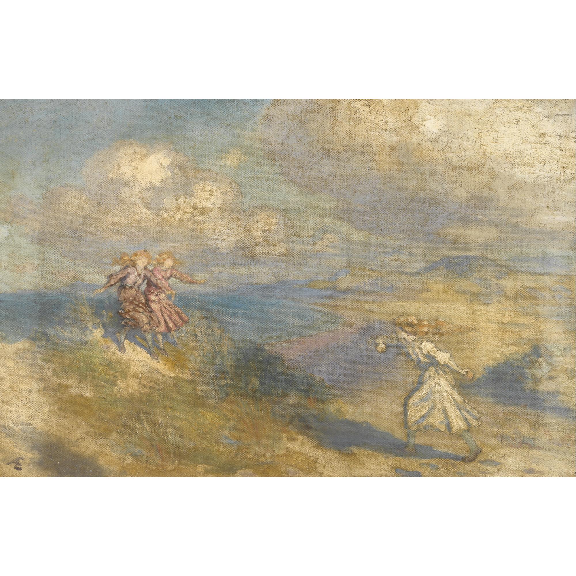 George Russell - Three Girls Playing In The Dunes