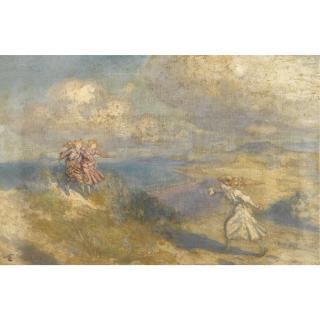 George Russell - Three Girls Playing In The Dunes