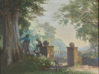 George Russell - Two Figures by a Gate