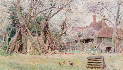 George Samuel Elgood, R.I. - A farmyard in early spring
