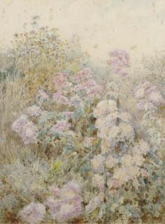 George Samuel Elgood, R.I. - Foxgloves; and In an allotment garden