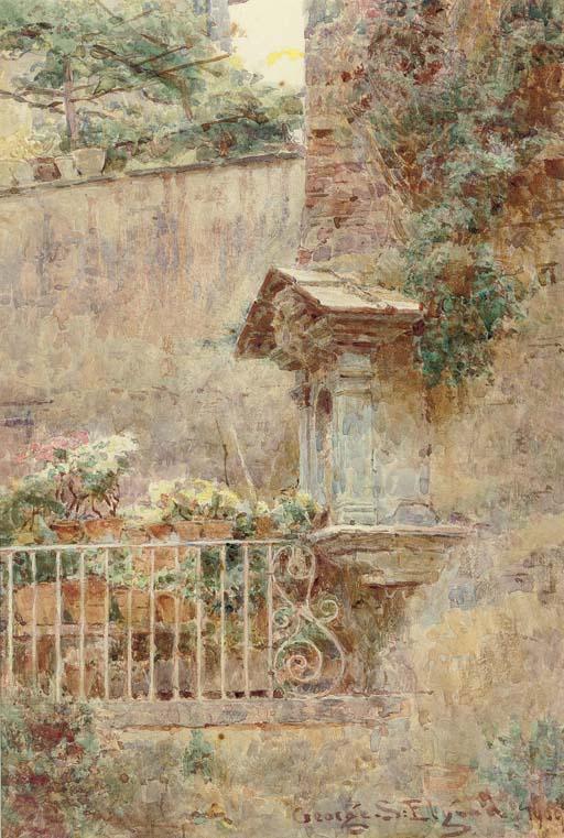 George Samuel Elgood - A shrine on the Costa Scarpucci, Florence