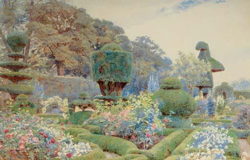 George Samuel Elgood - Roses And Pinks At Levens Hall, Kendal, Cumbria
