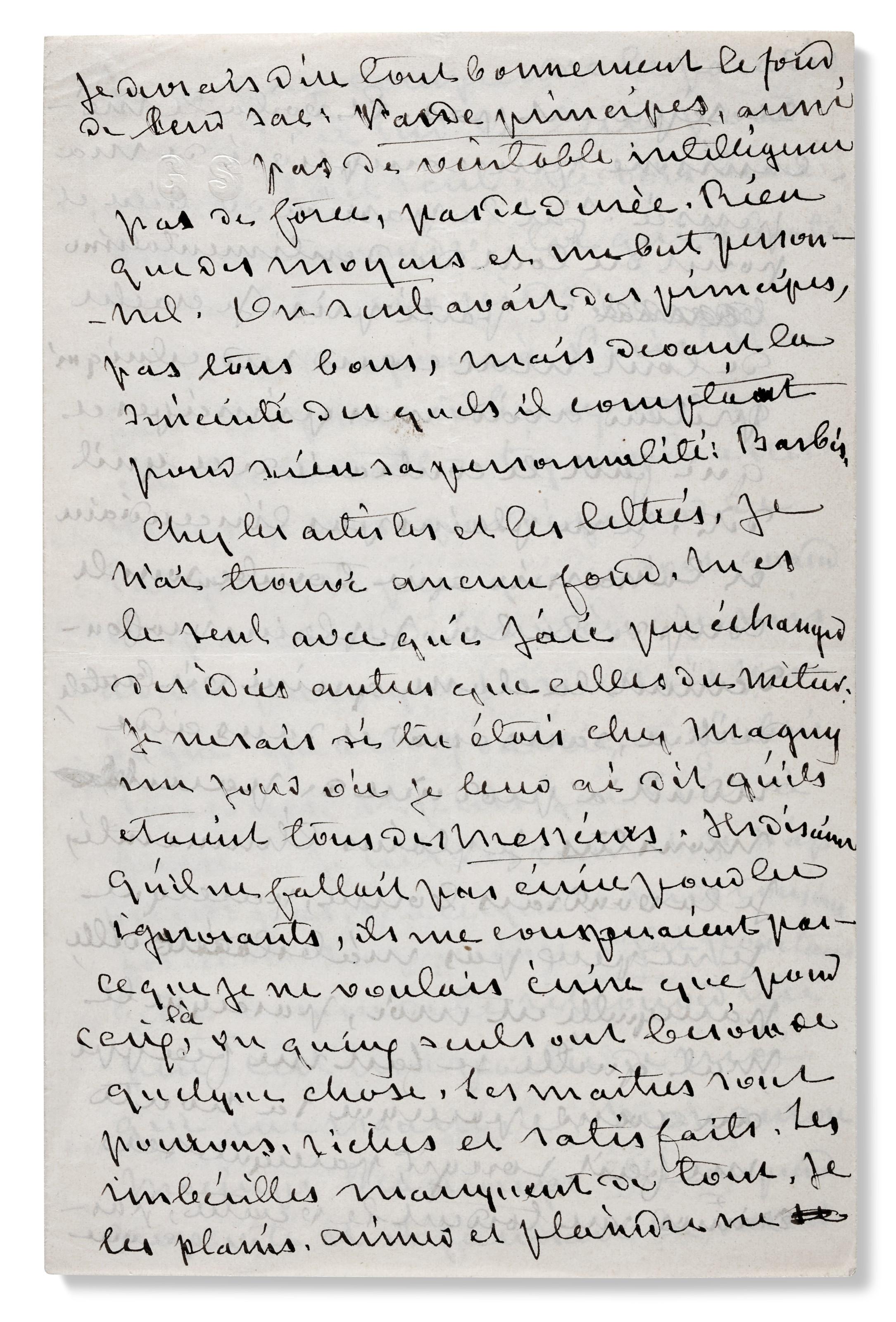 George Sand - Lettre autographe signée à Gustave Flaubert. 25 octobre [1871]