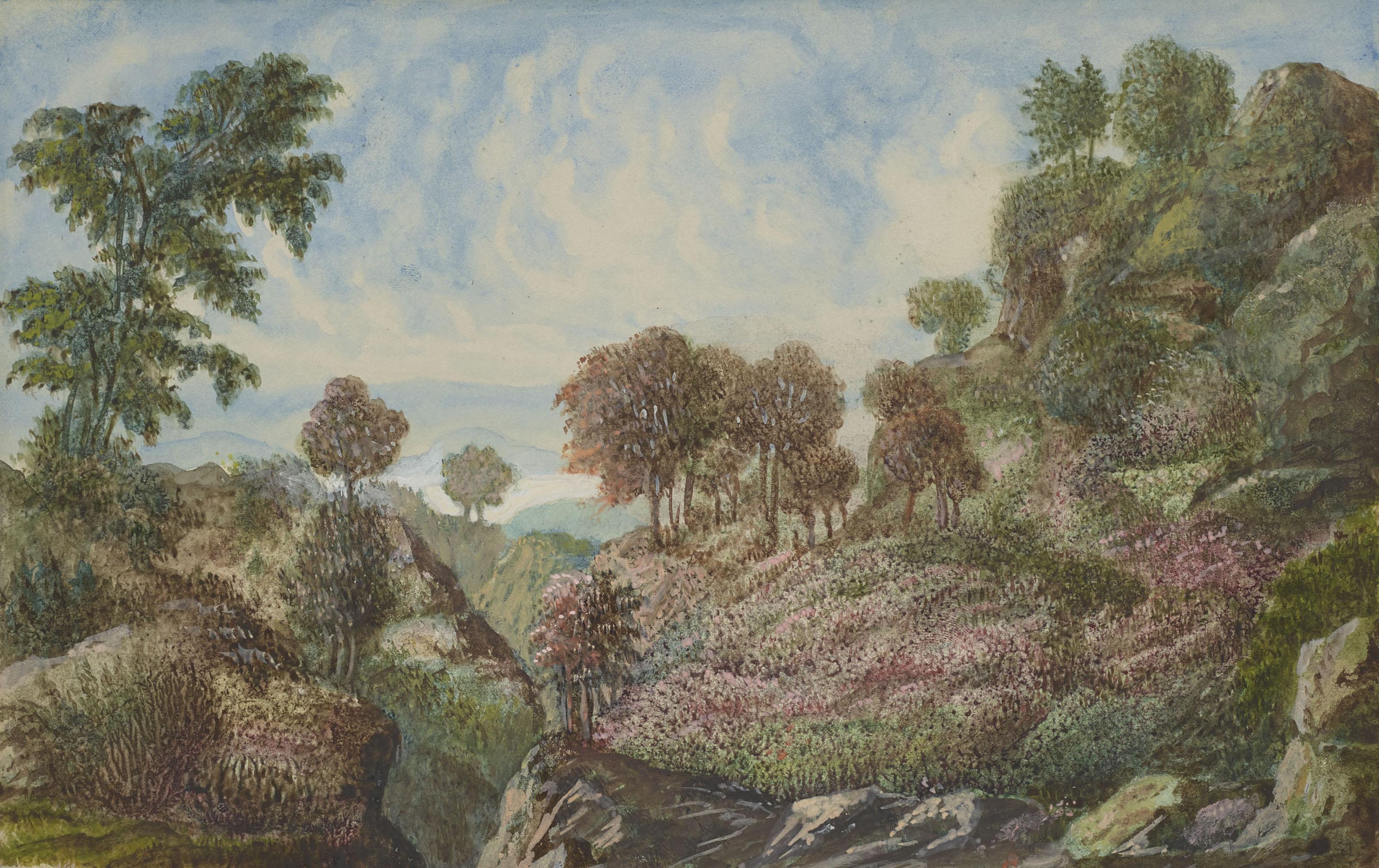 George Sand - Paysage rocheux et arboré