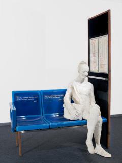 George Segal - Woman on Blue Bus Seat (NYC Map), 1997/1999