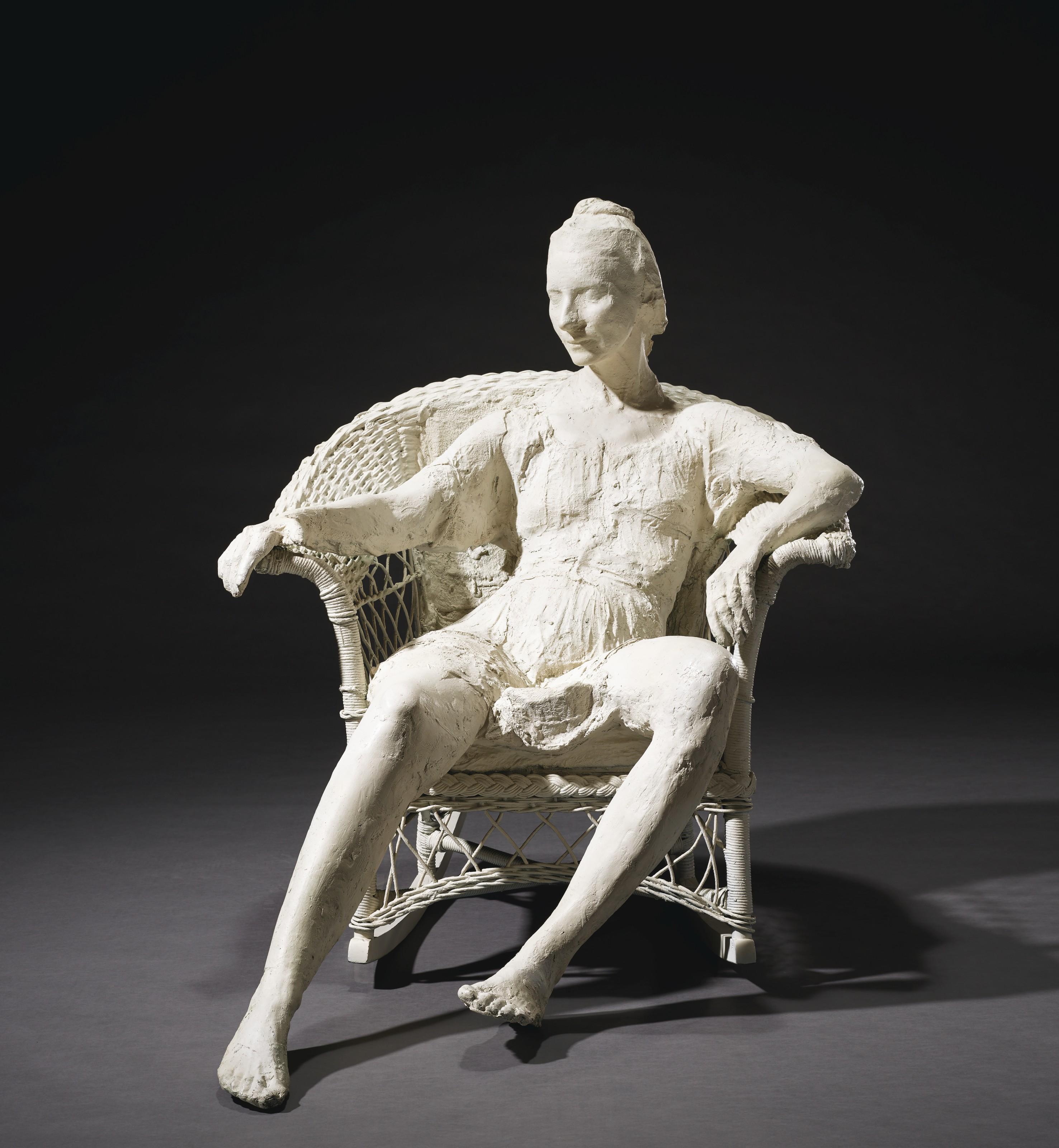 George Segal - Woman on White Wicker Rocker