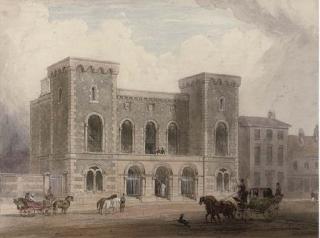 George Shepherd, N.W.S. - A Coach And Horses Before A Town House