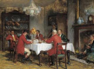 George Sheridan Knowles, R.I., R.B.A., R.O.I., R.C - Lunch after the hunt