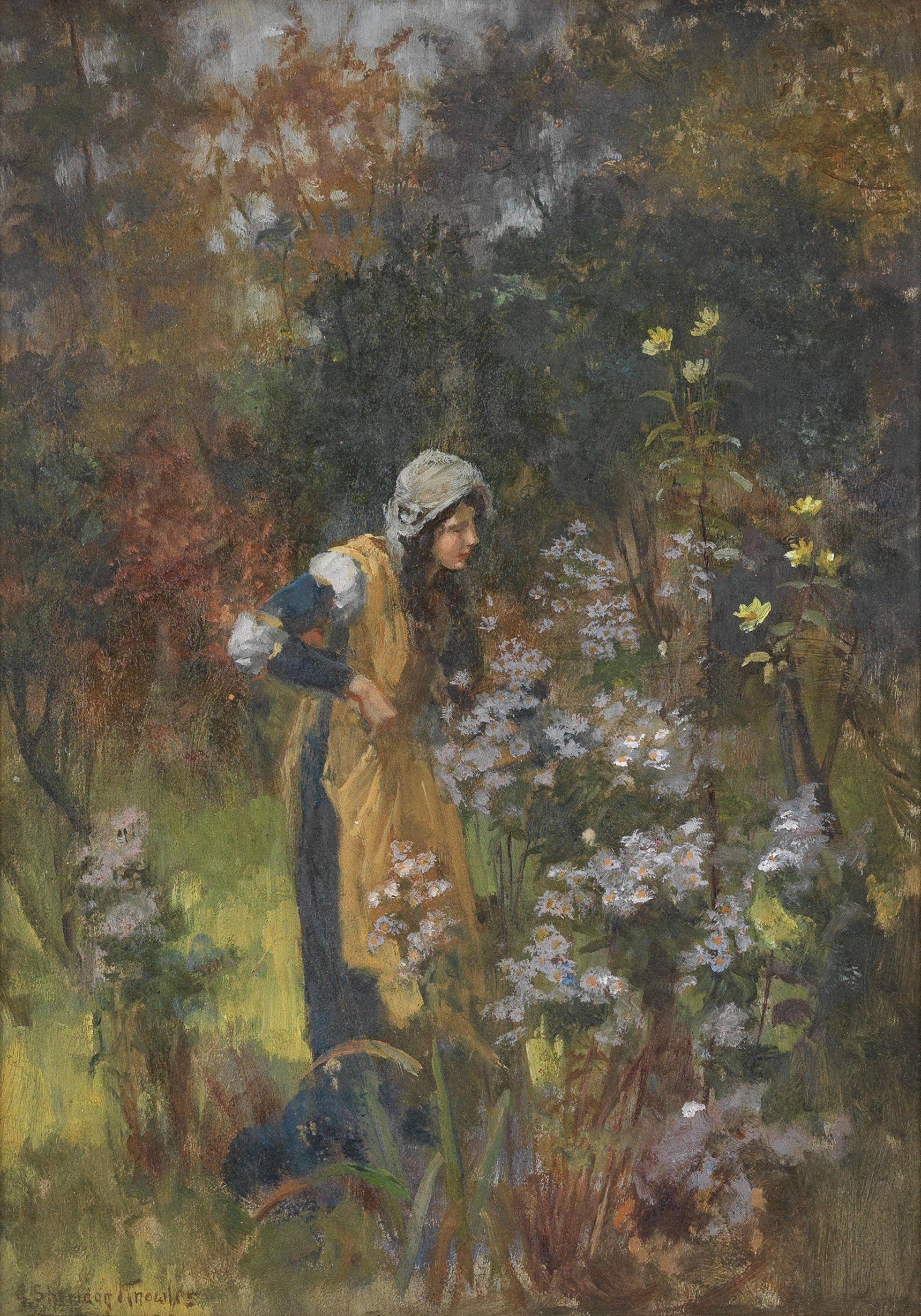 George Sheridan Knowles RI, RBA, ROI, RCA - Picking Flowers In A Summer Garden