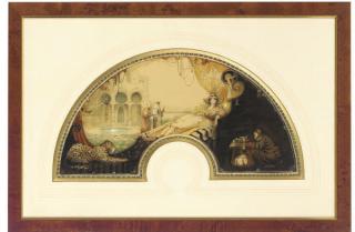 George Sheringham - Design for a fan: A harem beauty attended by a leopard
