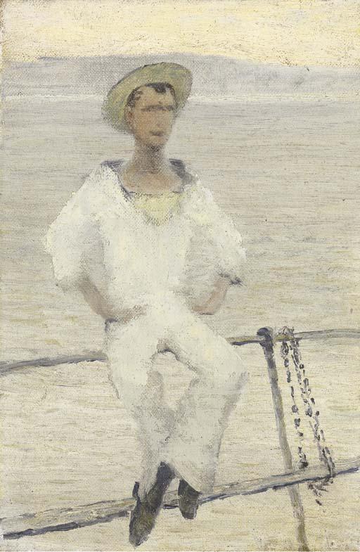 George Sherwood Hunter, R.B.A. - Newlyn, study of a sailor, for Everybody loves a Sailor