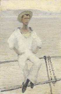 George Sherwood Hunter, R.B.A. - Newlyn, study of a sailor, for Everybody loves a Sailor