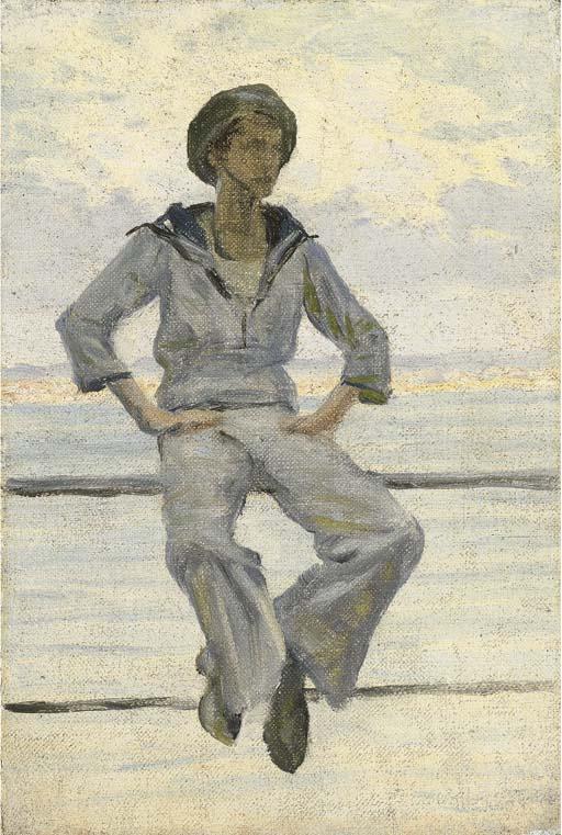 George Sherwood Hunter - Study of a sailor, Newlyn, for Everybody loves a Sailor