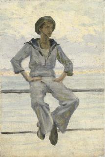 George Sherwood Hunter - Study of a sailor, Newlyn, for Everybody loves a Sailor