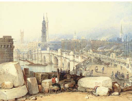George Sidney Shepherd, N.W.S. - Old London Bridge