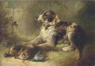 George Smith Armfield - A spaniel with dead game