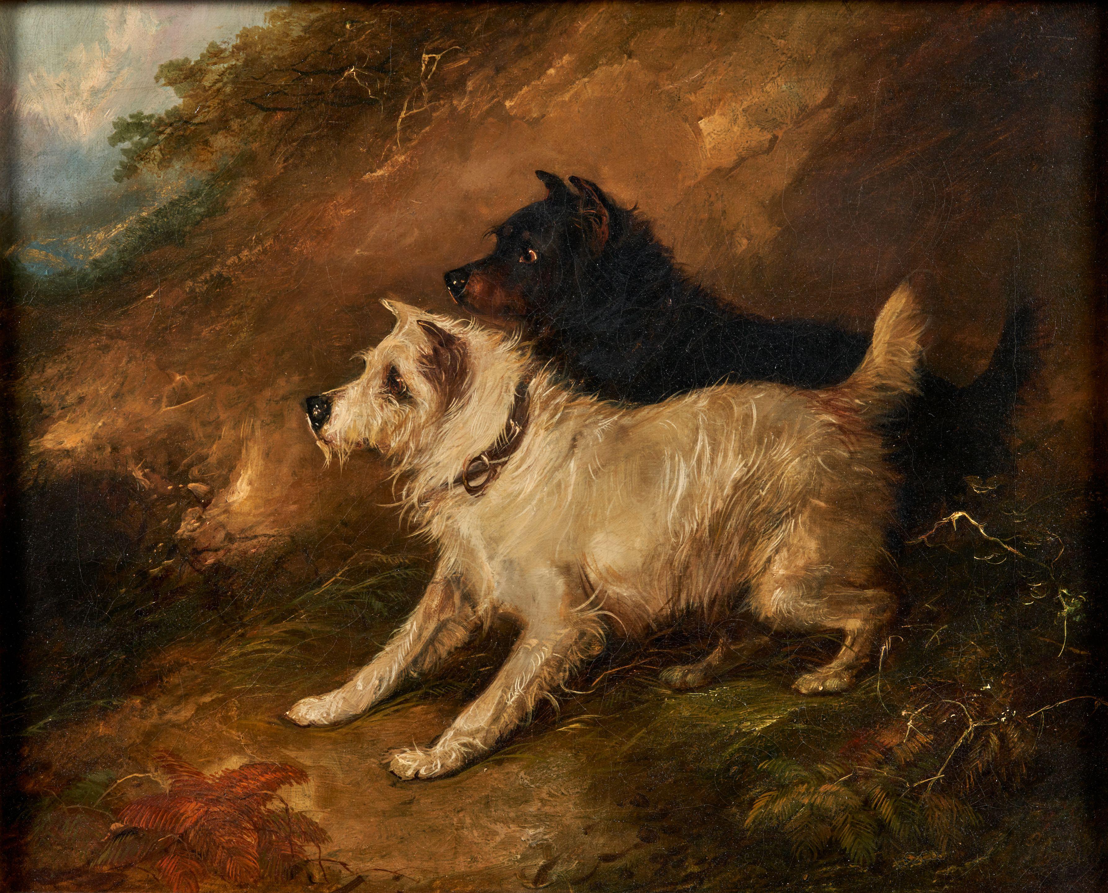 George Smith Armfield - Two Terriers on the Alert