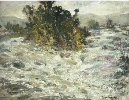 George Smith, R.S.A. - A River In Full Spate