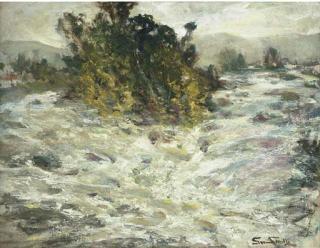 George Smith, R.S.A. - A River In Full Spate
