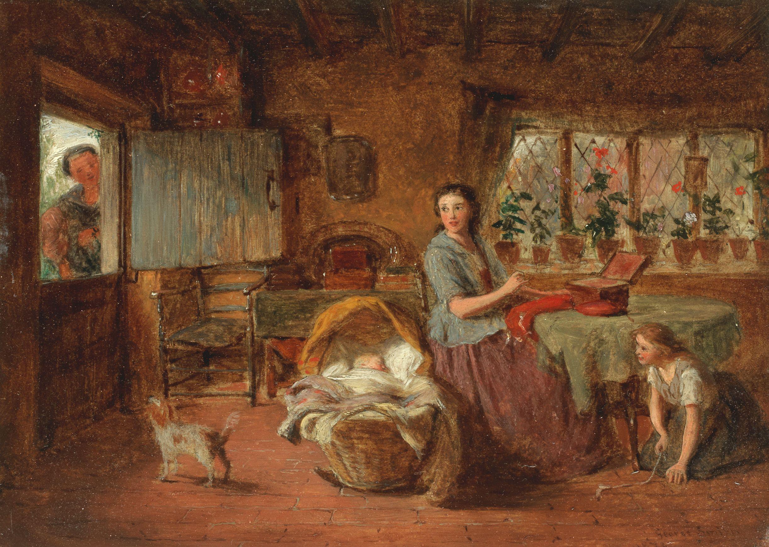 George Smith - Interior Scene With A Young Family