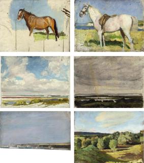 George Spencer Watson, R.A., R.W.S., R.O.I. - A grey horse in a landscape, a study for The Four Loves