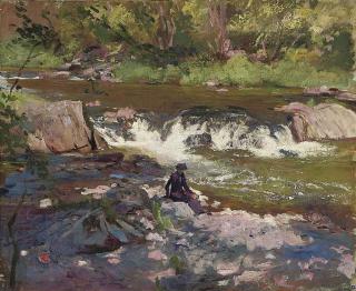 George Spencer Watson, R.A., R.W.S., R.O.I. - Figures seated by a river