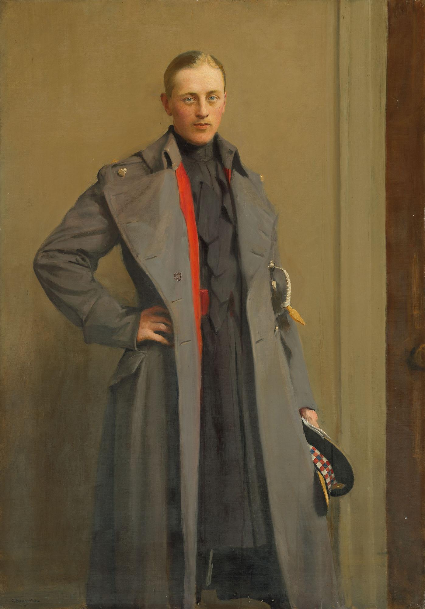 George Spencer Watson, R.A., R.W.S., R.O.I. - Portrait of 2nd Lieutenant William Gilbert Houldsworth (1891-1914) of the 1st Batallion, Scots Guards