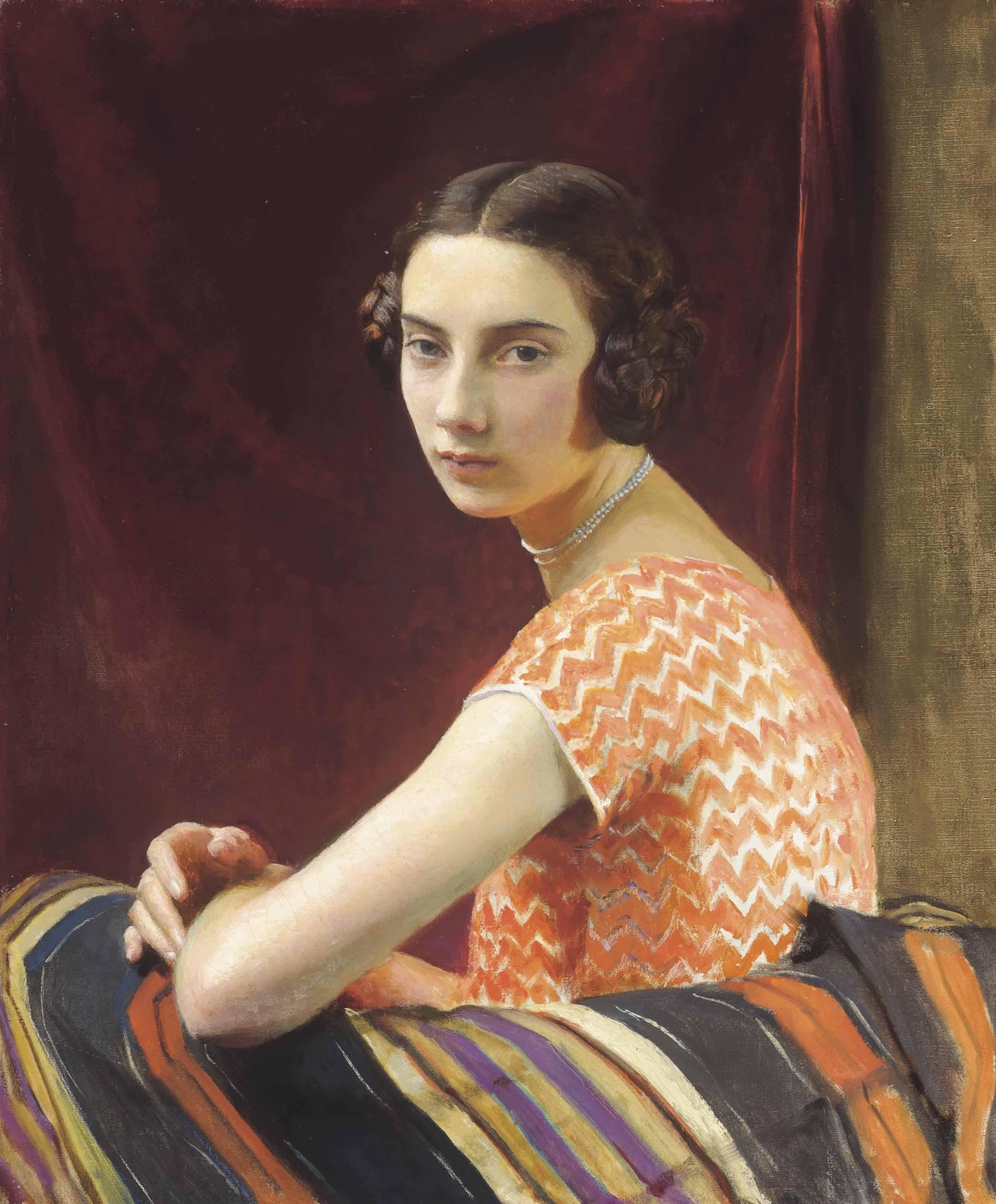 George Spencer Watson, R.A., R.W.S., R.O.I. - The Orange Dress