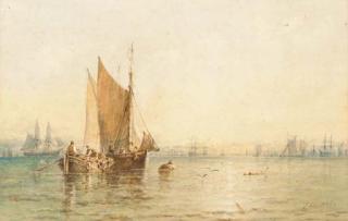 George Stainton - Fishing boats and other shipping on the  Mersey