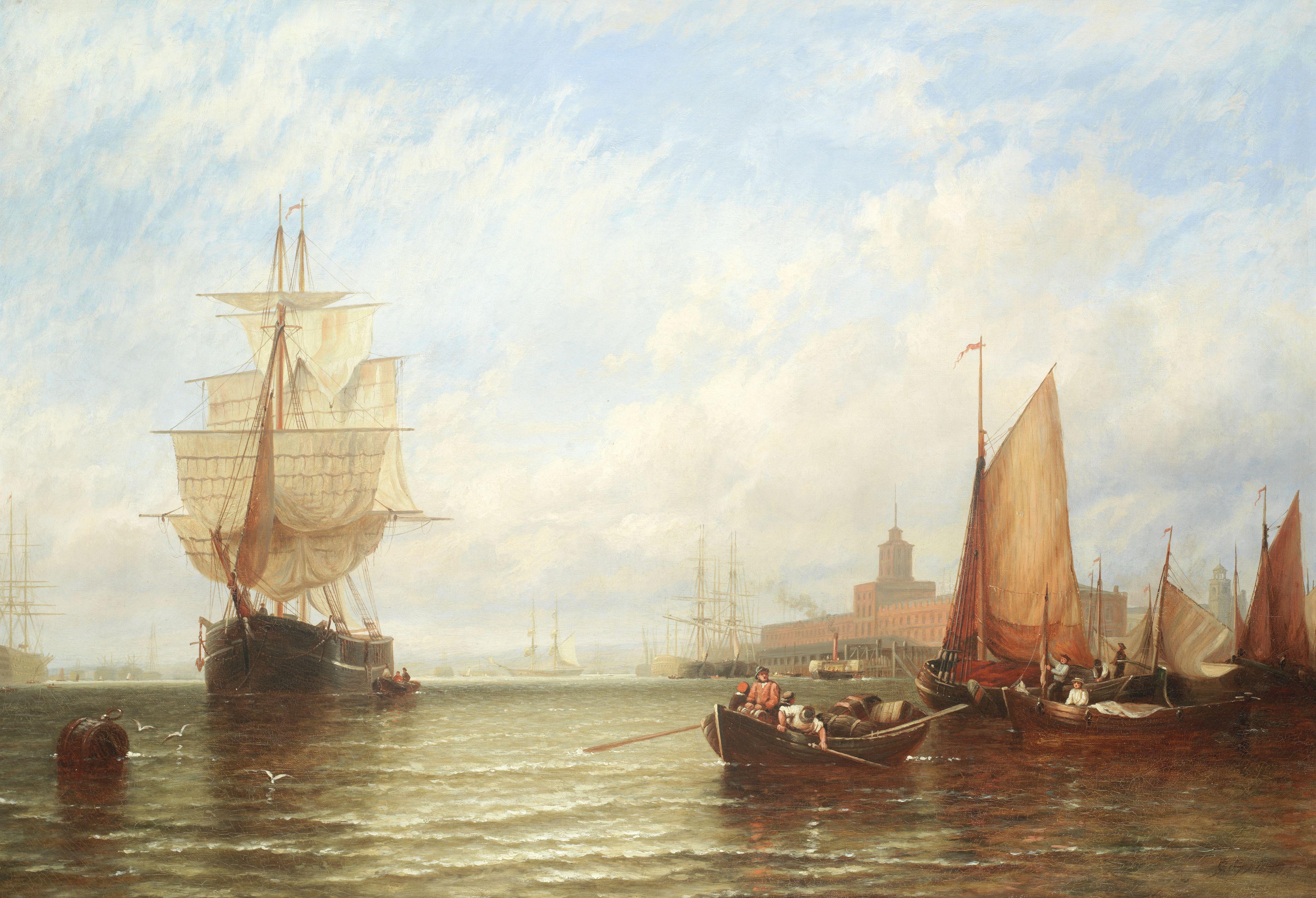George Stainton - Shipping scene, Portsmouth