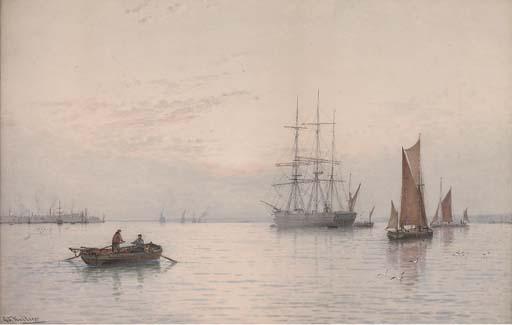 George Stanfield Walters, R.B.A. - Morning: Rowing Out To The Fishing Fleet