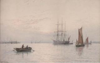 George Stanfield Walters, R.B.A. - Morning: Rowing Out To The Fishing Fleet
