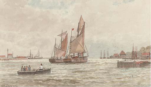 George Stanfield Walters, R.B.A. - Shipping in an estuary (illustrated); and Off Port Victoria, Sheerness
