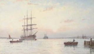 George Stanfield Walters, R.B.A. - Sunset On Southampton Water (Illustrated); And Trawlers Coming Into The Harbour At Yarmouth