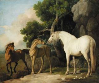 George Stubbs, A.R.A. - A mare and foal with a bay horse