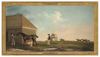 George Stubbs, A.R.A. - Gimcrack on Newmarket Heath, with a trainer, a jockey and a stable lad
