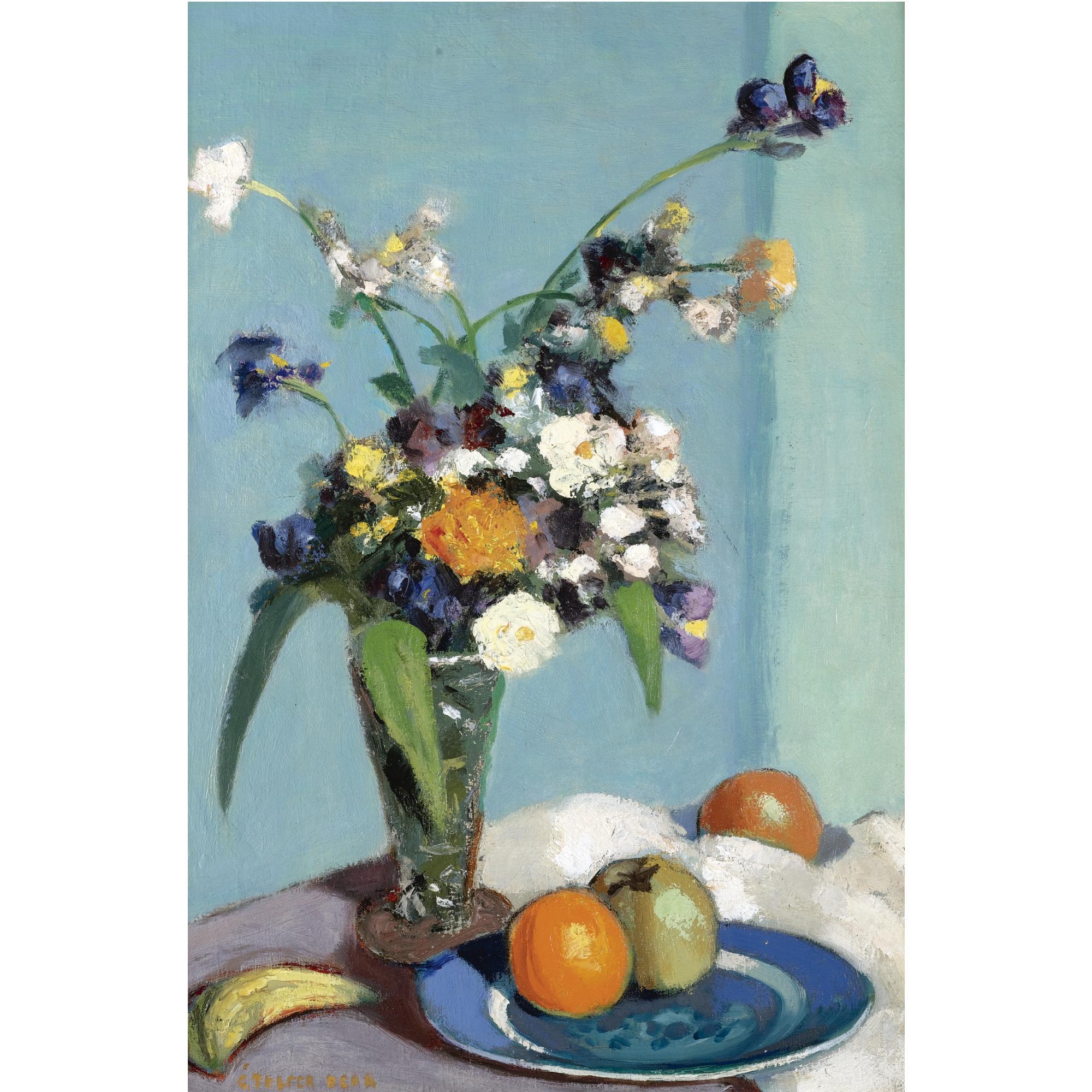 George Telfer Bear - Still Life With Fruit And Flowers