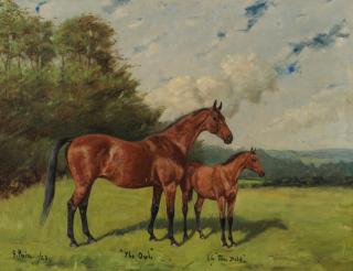 George Thomas Paice - Horse \'The Owl\' and foal